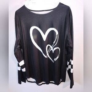 Black Long Sleeve Top with Heart Design